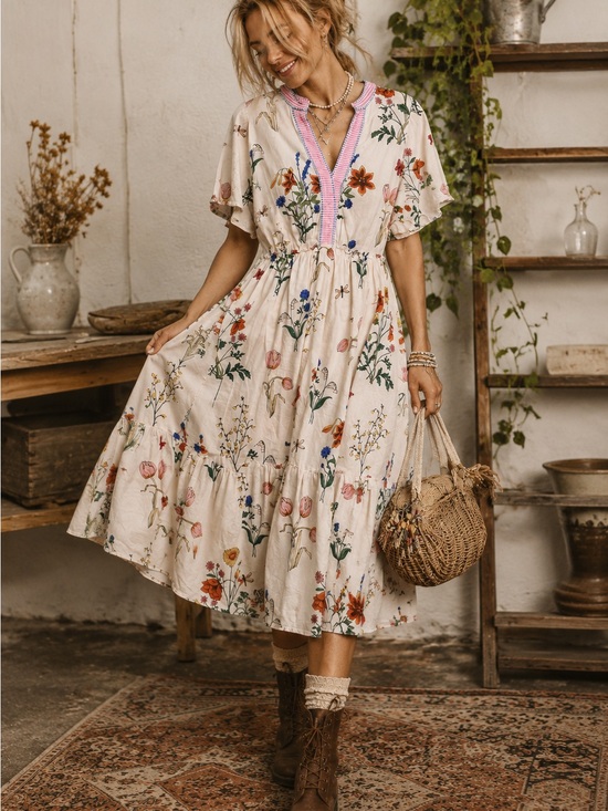 Umgee Dresses & Skirts - Umgee Floral Cottagecore Prairie Midi Dress SZ M